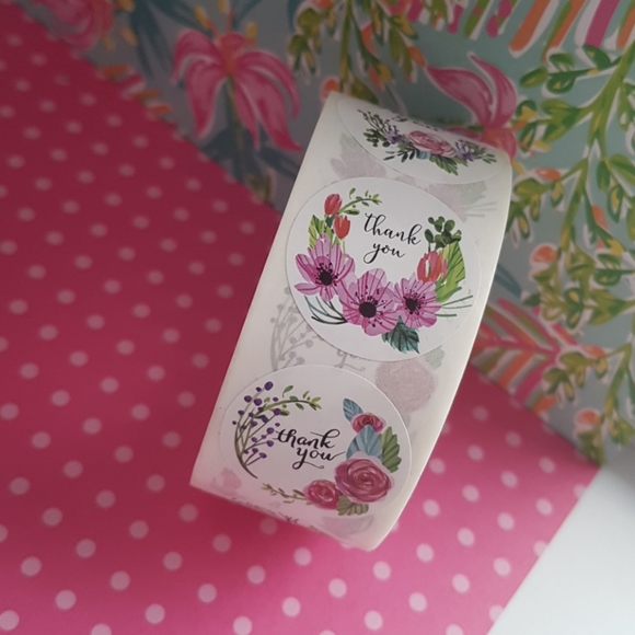 500 pcs Flowers Thank You Stickers 1" Inch - Picture 2 of 6